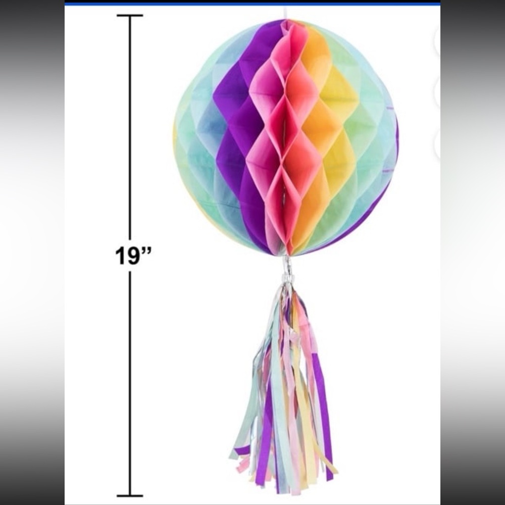 Colorful Honeycomb Ball with Tassel. 1 box with 12 pieces
